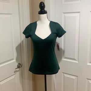RockSteady Dark Green Short Sleeve V-Neck Top